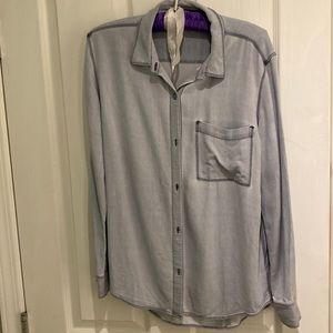 Aritzia-Montana Chambray Modal Light Blue Tones Button Down Shirt (Size:Medium)